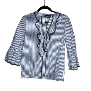 Karl Lagerfeld Blouse Size S Women's Collared Ruffle Bell Sleeve Button Down